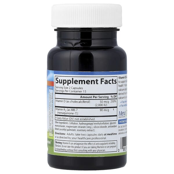 Alternative view of Carlson, Vitamins D3 + K2, 30 Vegetarian Capsules