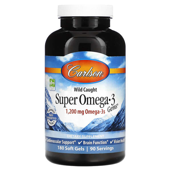 Carlson, Wild Caught Super Omega-3 Gems®, 180 Soft Gels