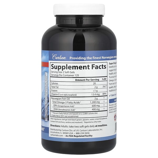 Alternative view of Carlson, Wild Caught Super Omega-3 Gems®, 250 Soft Gels