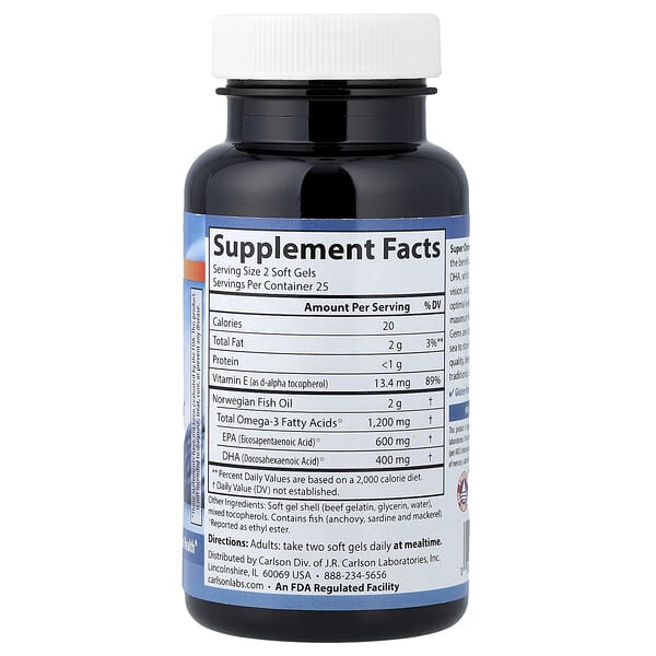Alternative view of Carlson, Wild Caught Super Omega-3 Gems®, 50 Soft Gels