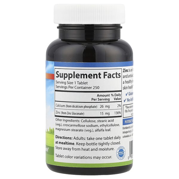 Alternative view of Carlson, Zinc, 250 Tablets