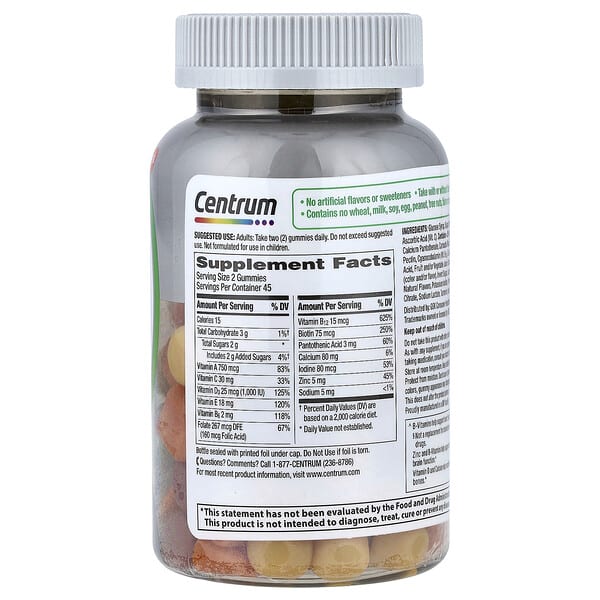 Alternative view of Centrum, Adults 50+ Multigummies, Assorted Natural Fruit, 90 Gummies