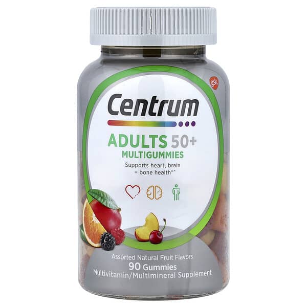 Centrum, Adults 50+ Multigummies, Assorted Natural Fruit, 90 Gummies