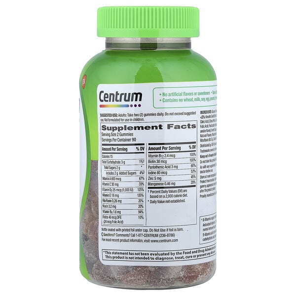Alternative view of Centrum, Adults Multigummies, Assorted Natural Fruit , 180 Gummies