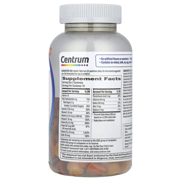 Alternative view of Centrum, Men 50+ Multigummies, Assorted Natural Fruit, 140 Gummies