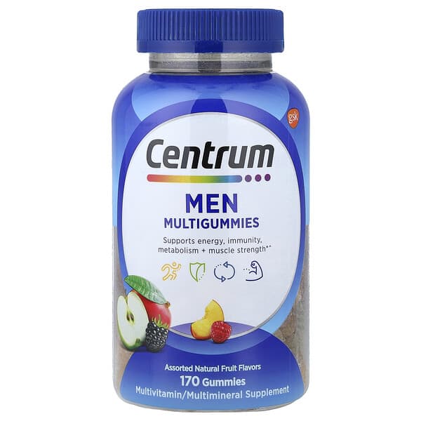Centrum, Men Multigummies, Assorted Natural Fruit, 170 Gummies