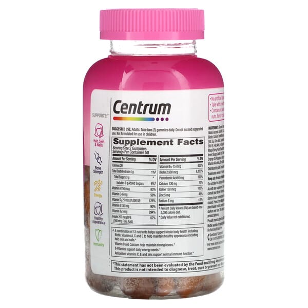 Alternative view of Centrum, Multi + Beauty Multigummies, Natural Cherry, Berry & Orange, 100 Gummies