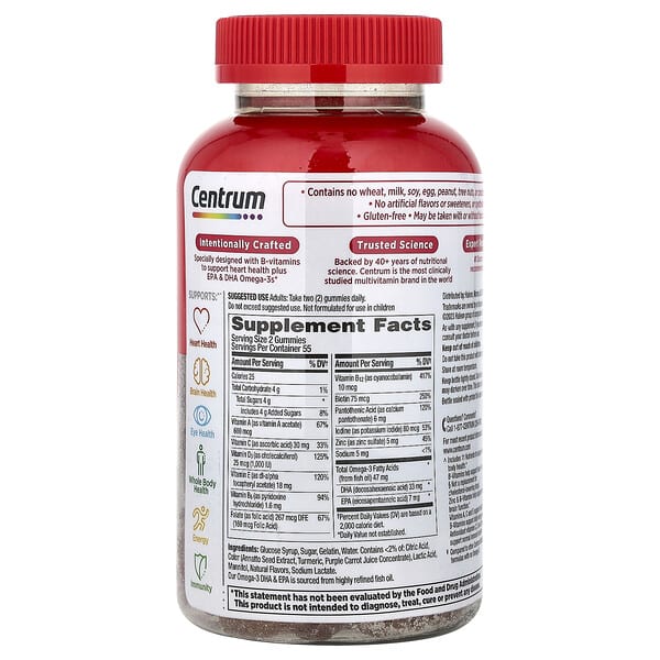 Alternative view of Centrum, Multi + Omega-3 Multigummies, Natural Strawberry, Lemon & Orange, 110 Gummies