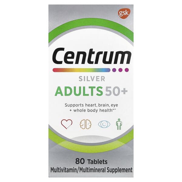 Centrum, Silver, Adults 50+, 80 Tablets