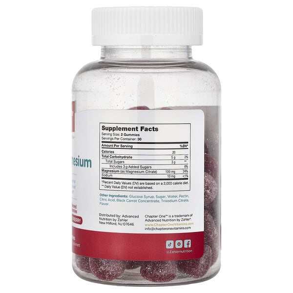 Alternative view of Chapter One, Magnesium Gummies, Raspberry, 60 Gummies (50 mg per Gummy)