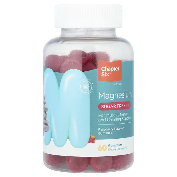 Chapter Six, Magnesium Gummies, Sugar Free, Raspberry, 60 Gummies (100 mg per Gummy)