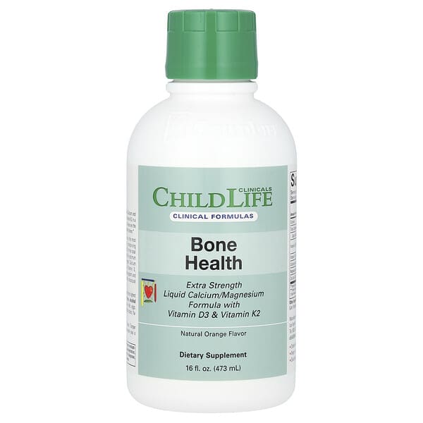 ChildLife Clinicals, Liquid Calcium/Magnesium Formula with Vitamin D3 & Vitamin K2, Natural Orange, 16 fl oz (473 ml)