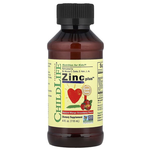 ChildLife Essentials, Zinc Plus™, Natural Mango Strawberry, 4 fl oz (118 ml)