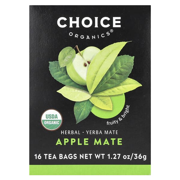 Choice Organics, Herbal Yerba Mate, Apple Mate, 16 Tea Bags, 1.27 oz (36 g)