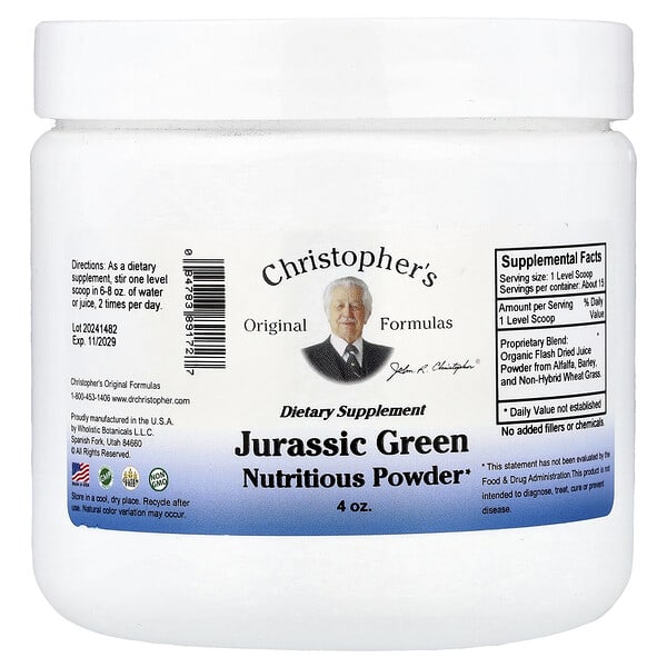Christopher's Original Formulas, Jurassic Green Nutritious Powder, 4 oz