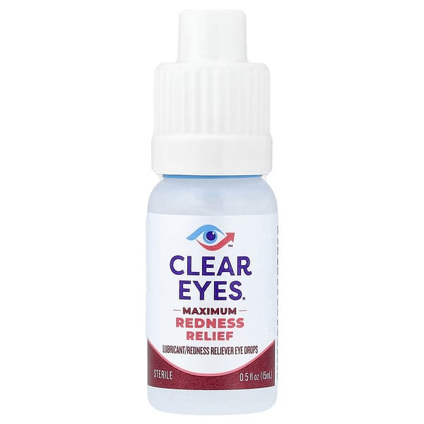 Clear Eyes, Maximum Redness Relief, Lubricant/Redness Reliever Eye Drops, 0.5 fl oz (15 ml)