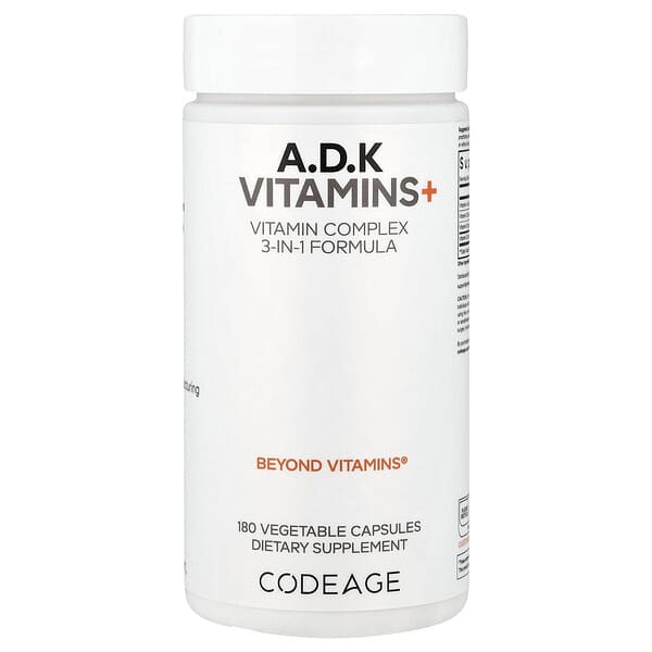 Codeage, A, D, K Vitamins+, 180 Vegetable Capsules