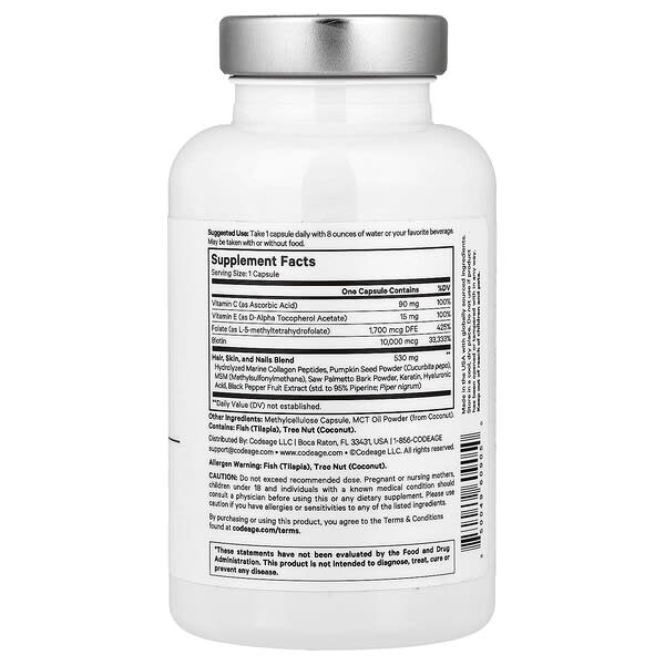 Alternative view of Codeage, Amen, Biotin Collagen Vitamins+, 90 Vegetable Capsules