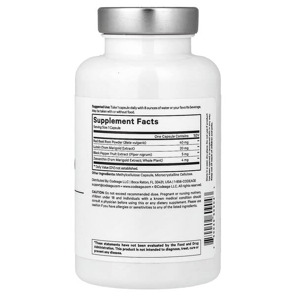 Alternative view of Codeage, Amen, Eyes, Lutein, Zeaxanthin + Black Pepper Extract, 90 Vegetable Capsules