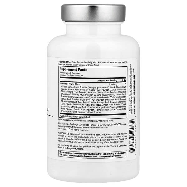 Alternative view of Codeage, Amen, Fruits, Super Fruits Complex Formula, 90 Vegetable Capsules