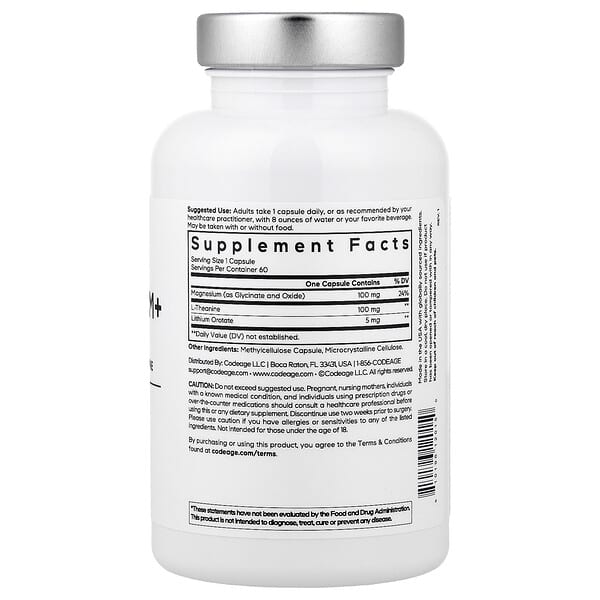 Alternative view of Codeage, Amen Lithium Calm+, 60 Vegetable Capsules