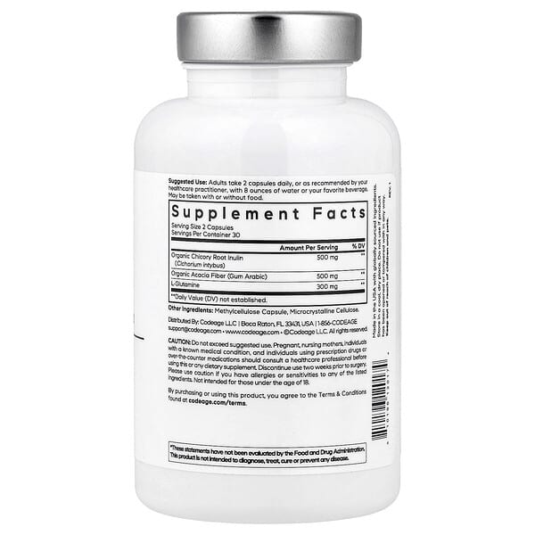 Alternative view of Codeage, Amen Prebiotic Fiber+, 60 Vegetable Capsules