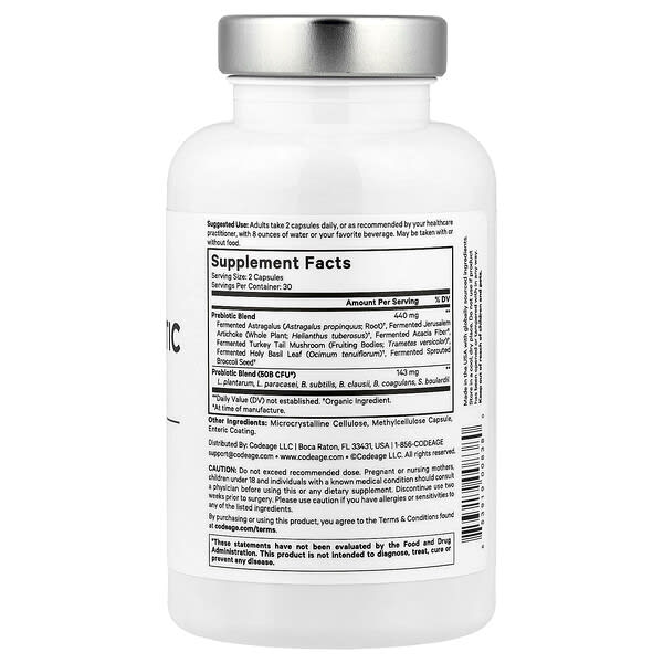 Alternative view of Codeage, Amen, SBO Probiotic, 60 Vegetable Capsules