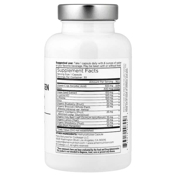 Alternative view of Codeage, Amen, Vegan Collagen Builder+, 30 Vegetable Capsules