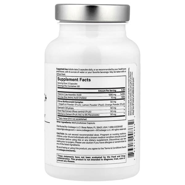 Alternative view of Codeage, Amen, Vitamin C+, Immune Health, Antioxidant, 120 Vegetable Capsules