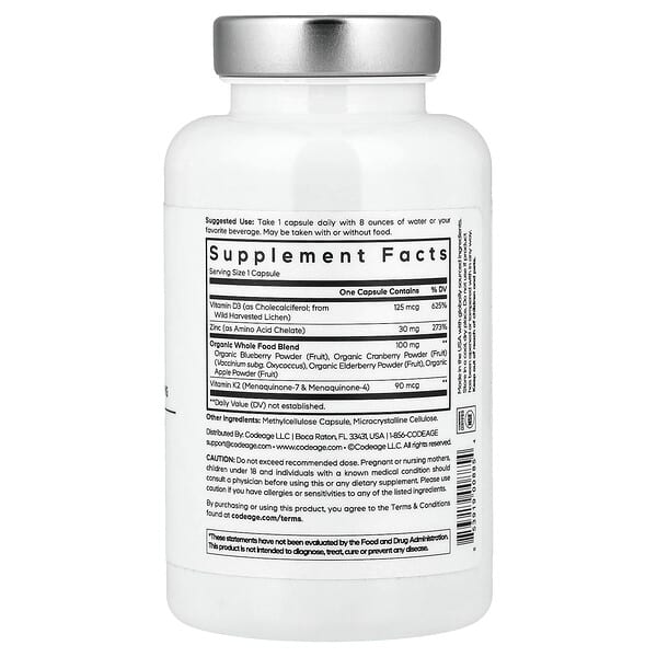 Alternative view of Codeage, Amen, Vitamin D, K2 & Zinc, 60 Vegetable Capsules