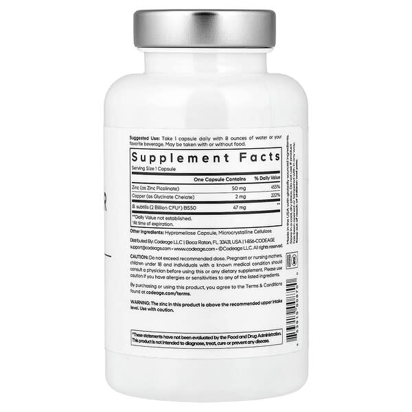 Alternative view of Codeage, Amen, Zinc/Copper + Probiotics, 90 Vegetable Capsules