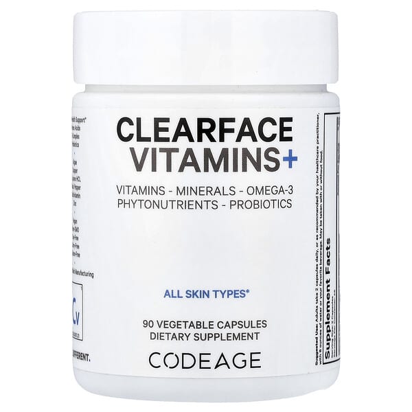 Codeage, Clearface Vitamins+, 90 Vegetable Capsules