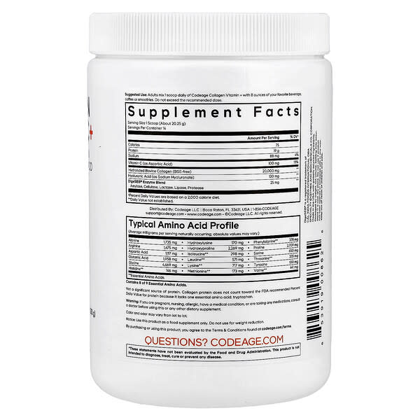 Alternative view of Codeage, Collagen Vitamin C+ Powder, Unflavored, 9.98 oz (283 g)