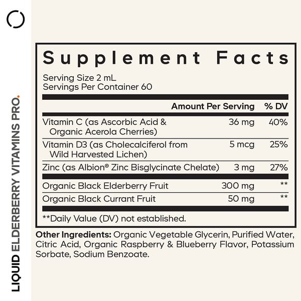 Alternative view of Codeage, Elderberry Vitamins Pro, Blueberry & Raspberry, 4 fl oz (120 ml)