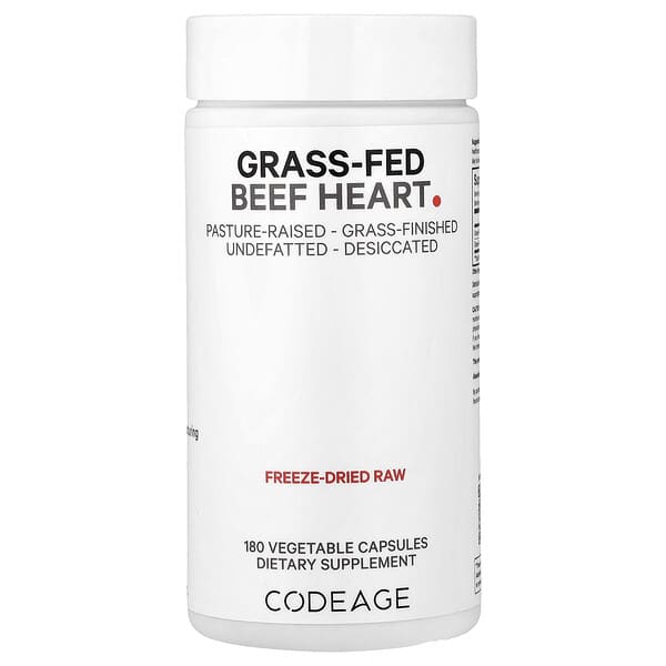 Codeage, Grass-Fed Beef Heart, 180 Vegetable Capsules