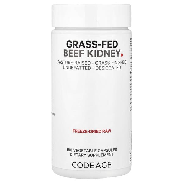 Codeage, Grass-Fed Beef Kidney, 180 Vegetable Capsules (500 mg Per capsule)