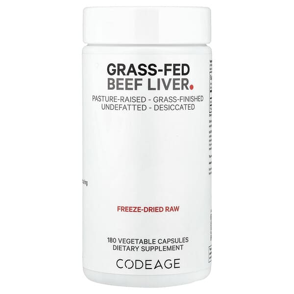 Codeage, Grass-Fed Beef Liver, 180 Vegetable Capsules (500 mg per Capsule)