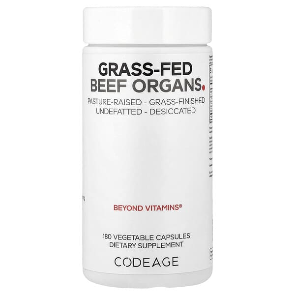 Codeage, Grass-Fed Beef Organs, 180 Vegetable Capsules