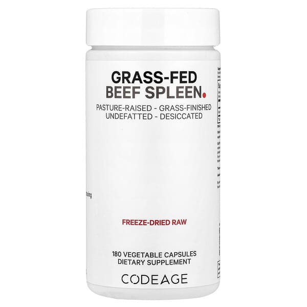 Codeage, Grass-Fed Beef Spleen, 180 Vegetable Capsules (500 mg per Capsule)