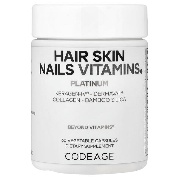 Codeage, Hair Skin Nails Vitamins, Platinum, 60 Vegetable Capsules