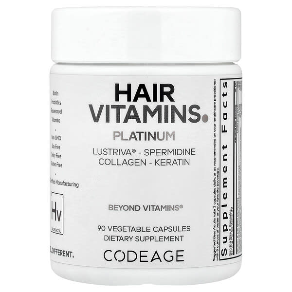 Codeage, Hair Vitamins, Platinum, 90 Vegetable Capsules