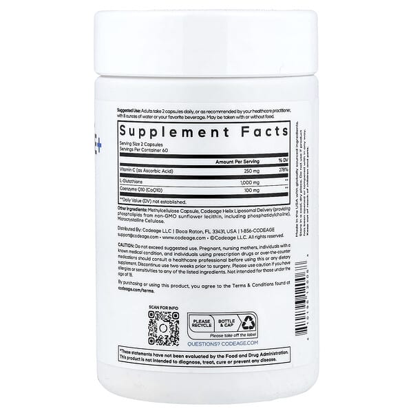 Alternative view of Codeage, Liposomal Glutathione+, 120 Vegetable Capsules