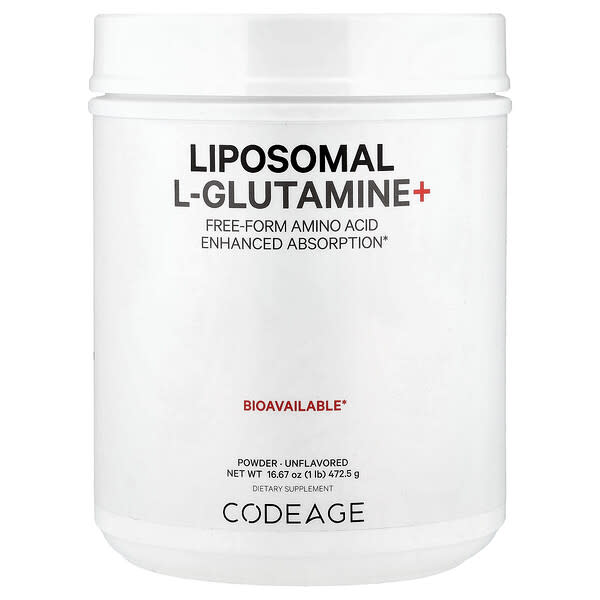 Codeage, Liposomal L-Glutamine+ Powder, Unflavored, 16.67 oz (472.5 g)