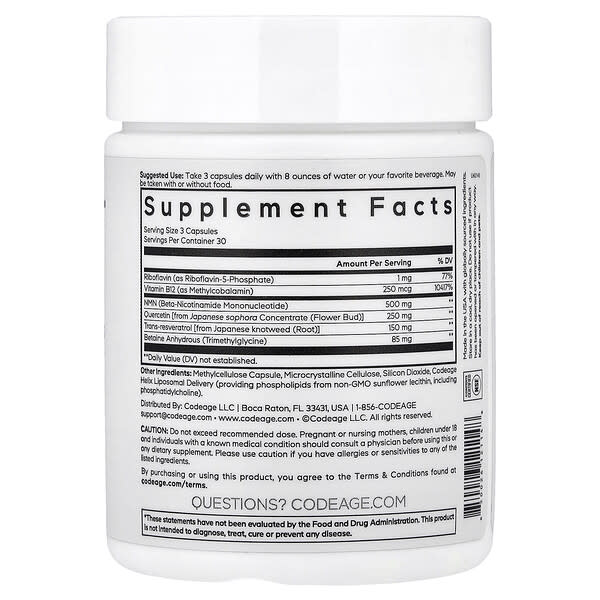 Alternative view of Codeage, Liposomal NMN Platinum, 90 Vegetable Capsules