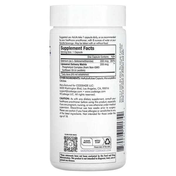 Alternative view of Codeage, Liposomal Selenium+, 180 Capsules