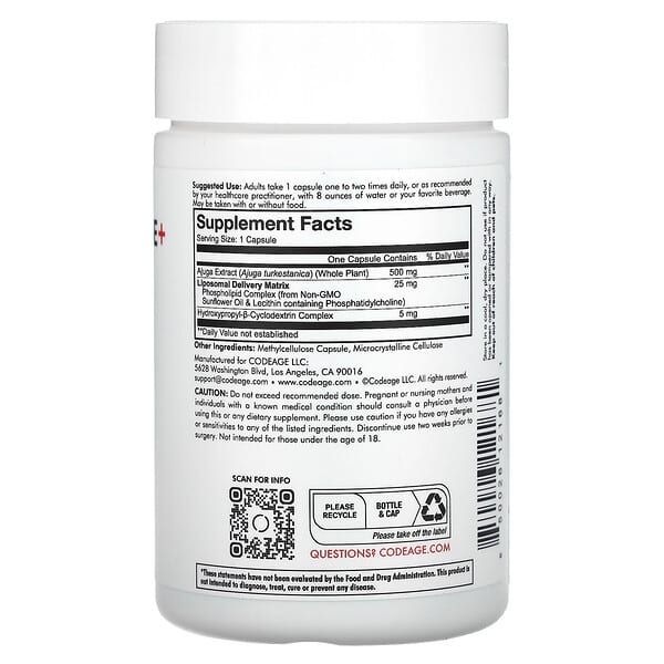 Alternative view of Codeage, Liposomal Turkesterone+ Centurion, 120 Capsules