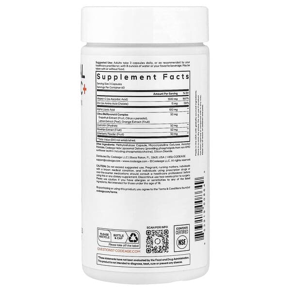 Alternative view of Codeage, Liposomal Vitamin C+, 180 Vegetable Capsules