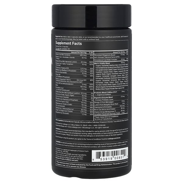 Alternative view of Codeage, Men's Fermented Multivitamin, 120 Vegetable Capsules