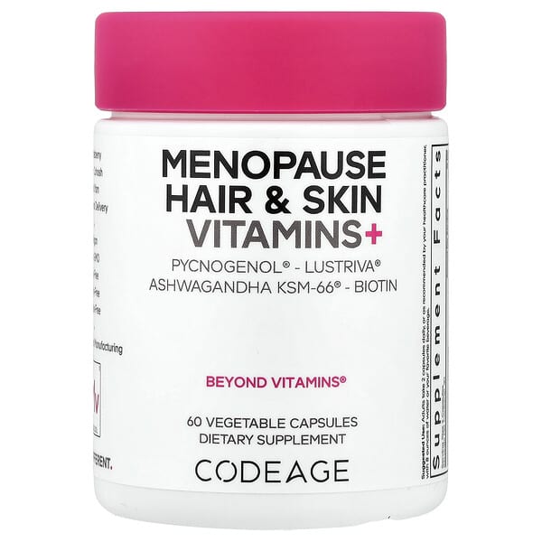 Codeage, Menopause Hair Skin Vitamins+, 60 Vegetable Capsules