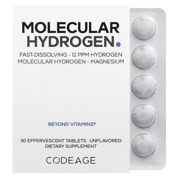 Codeage, Molecular Hydrogen, Unflavored, 30 Effervescent Tablets